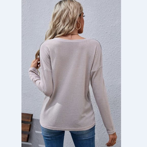 Leopard Color Block Waffle-Knit Top - Picture 2 of 4